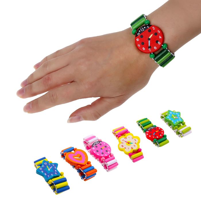 Часы детские, на резиночке, фигурные, цвета МИКС