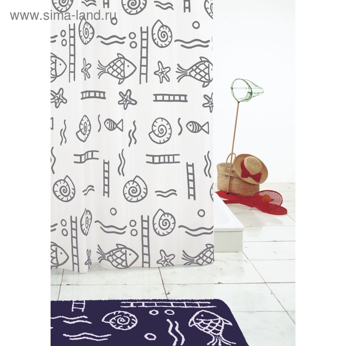 фото Штора для ванных комнат neptun, цвет серый/серебряный, 180x200 см ridder