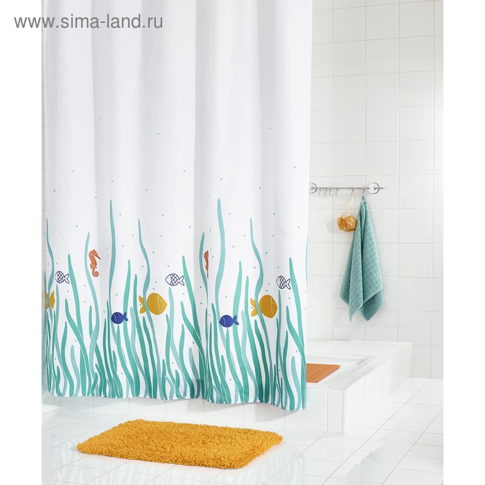 фото Штора для ванных комнат atlantis, цветная, 180х200 см ridder