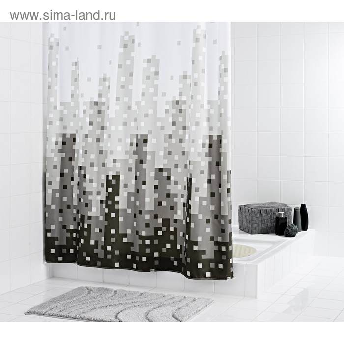 фото Штора для ванных комнат skyline, цвет серый, 180х200 см ridder