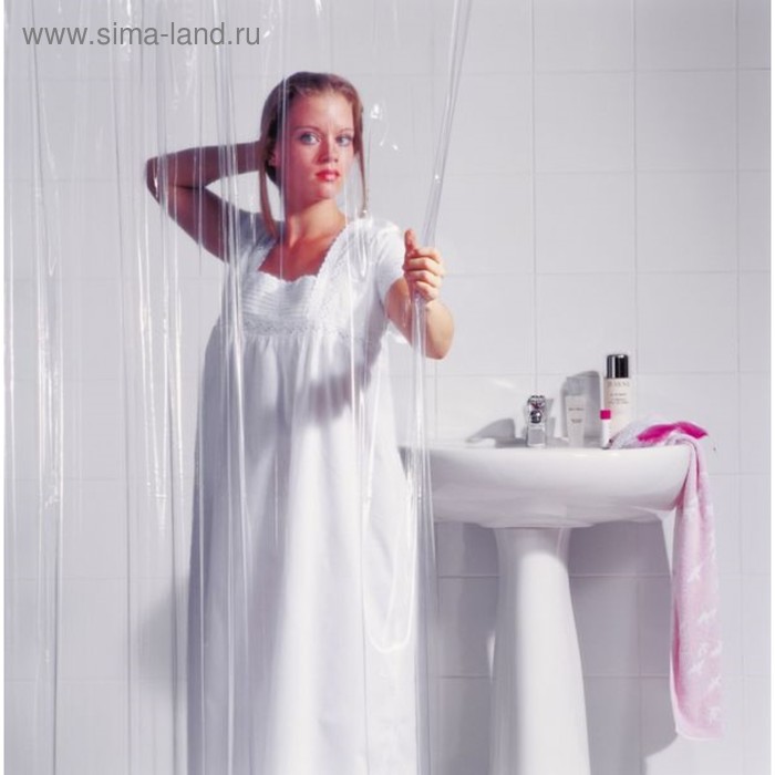 фото Штора для ванных комнат brillant, цвет полупрозрачный, 180x200 см ridder
