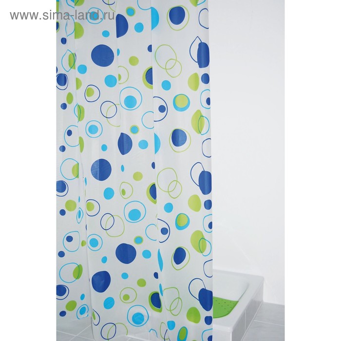 Штора для ванных комнат Kreise, цвет синий/голубой, 180х200 см