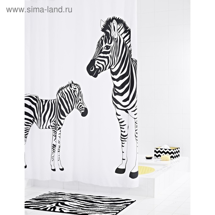 фото Штора для ванных комнат zebra, цвет белый/черный, 180х200 см ridder