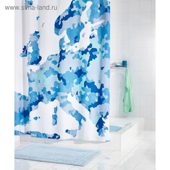 цена Штора для ванных комнат Europe, цвет синий, 180х200 см