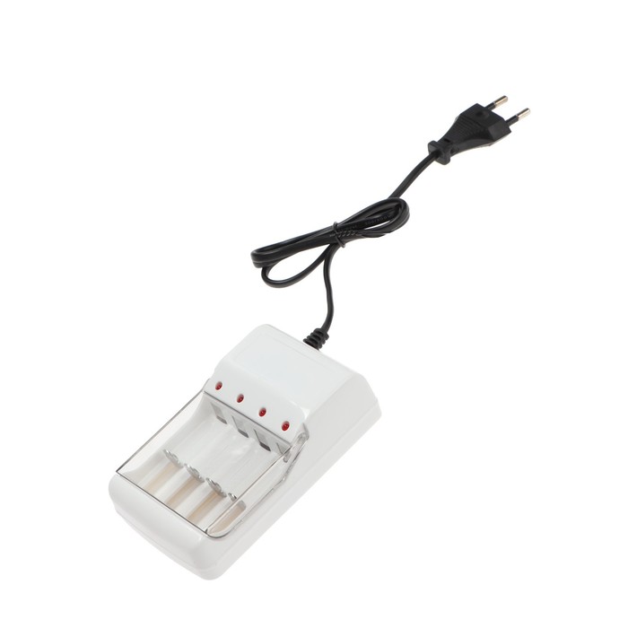 Зарядное устройство для четырех аккумуляторов АА или ААА CHR-56, 1 м,ток заряда 180 мА,белое зарядное устройство для четырех аккумуляторов аа или ааа chr 56 1 м ток заряда 180 ма белое
