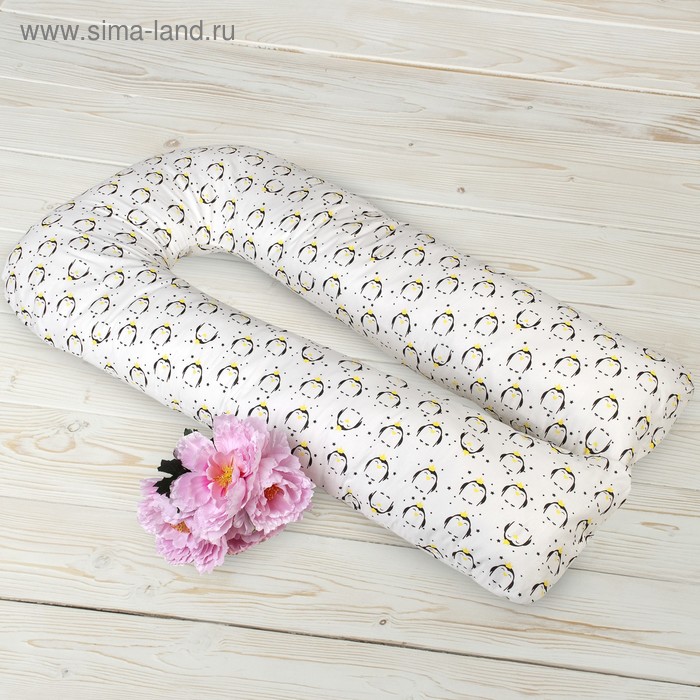 фото Наволочка к подушке для беременных u-образная, размер 35 × 340 см, принт пингвины amarobaby