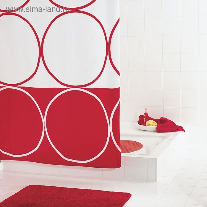 фото Штора для ванных комнат circle, цвет красный, 180x200 см ridder