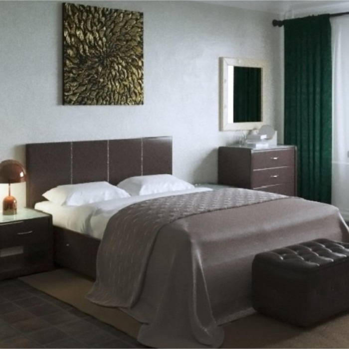 Кровать «Атриум» без ПМ, 180×200 см, экокожа, цвет горький шоколад 24394