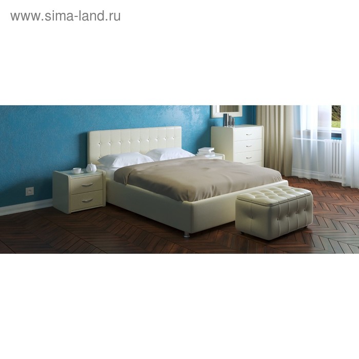 Кровать «Космопорт» с ПМ, 140×200 см, экокожа, цвет ванильное суфле кровать космопорт с пм 140×200 см экокожа цвет горький шоколад