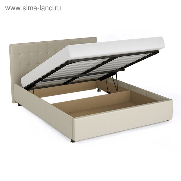 фото Кровать «космопорт» с пм, 1400×2000 мм, ортопедическое основание, цвет nice beige архитектория
