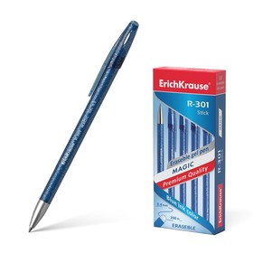 Ручка гелевая стираемая Erich Krause R-301 Magic Gel, узел 0.5 мм, чернила синие, длина письма 200 м
