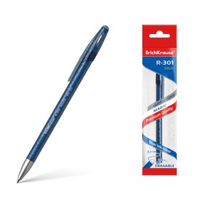 Ручка гелевая стираемая Erich Krause R-301 Magic Gel, узел 0.5 мм, чернила синие, длина письма 200 м, европодвес