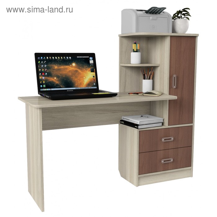 

Стол компьютерный Альянс 9, 1450х520х1250, Ясень шимо светлый/Темный
