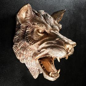 Подвесной декор "Голова волка" бронза 38х30х28см от Сима-ленд
