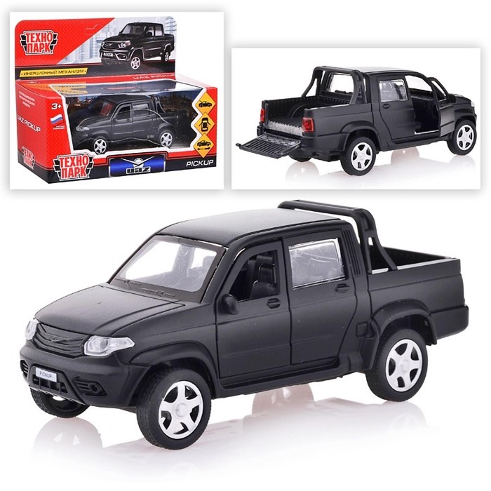 

Машина металлическая инерционная UAZ Pickup, матовый черный, 12 см