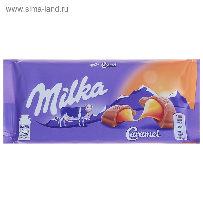 Молочный шоколад Milka Caramel, 100 г шоколад трехслойный milka peanut caramel 276 г