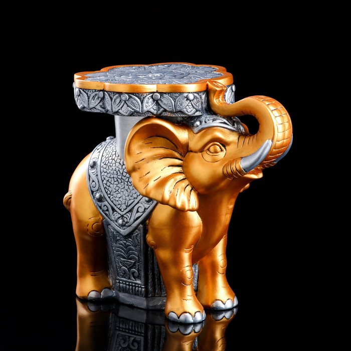 фото Подставка напольная "слон" 34 см, золотистый, серебристый premium gips