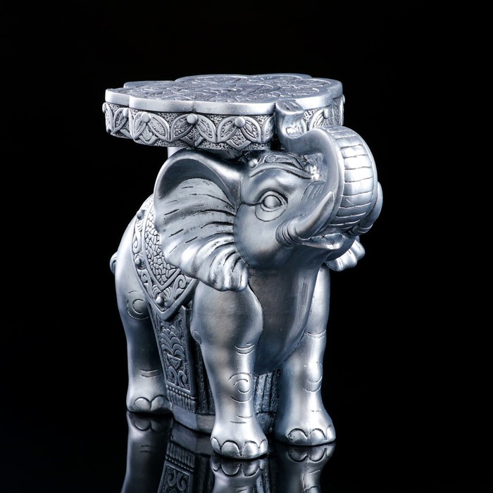 фото Статуэтка-подставка "слон", серебристая, гипс, 35х22х32 см premium gips