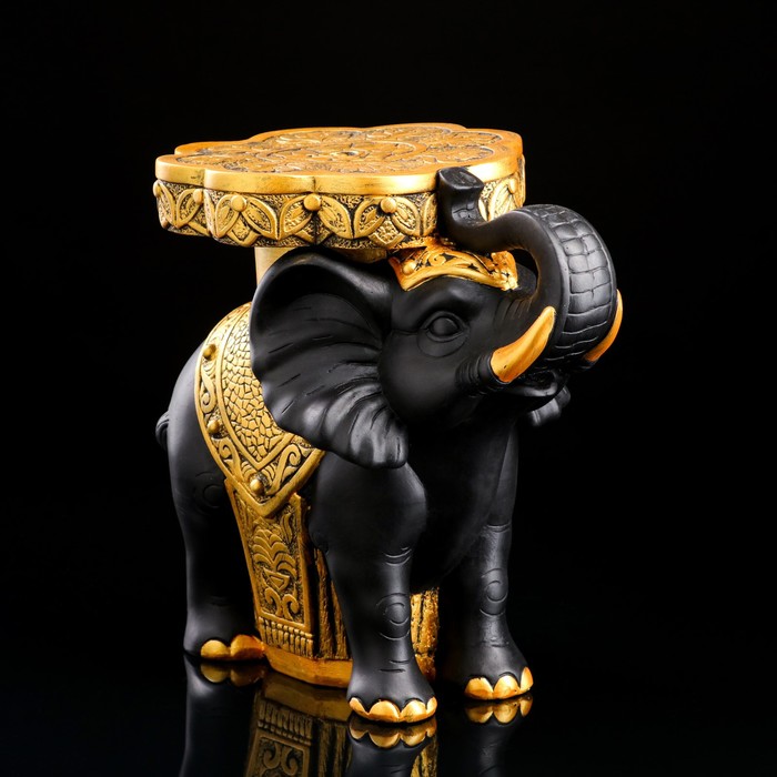 фото Статуэтка-подставка напольная "слон", черно-золотой, 34 см, premium gips