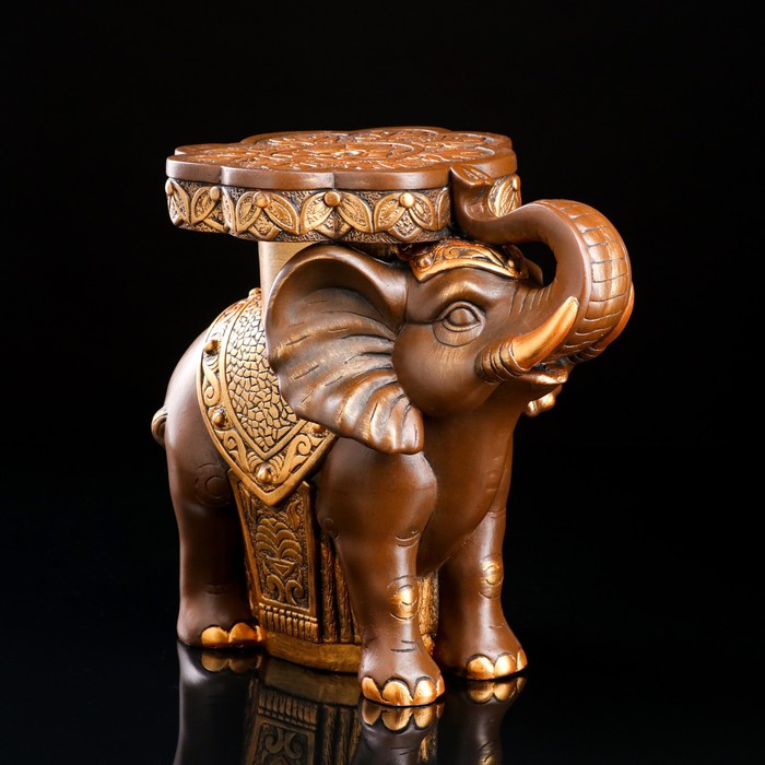 фото Подставка напольная "слон" 33 см, коричнево-золотой premium gips