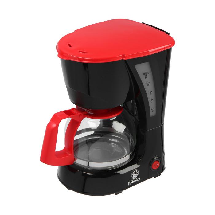 Кофеварка ВАСИЛИСА КВ1-600, капельная, 600 Вт, 0.6 л, чёрно-красная