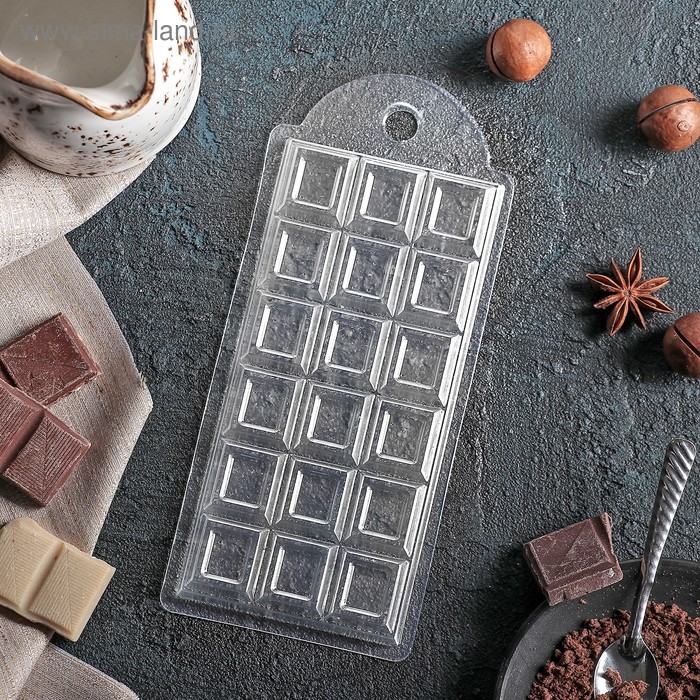 фото Форма для шоколада и конфет пластиковая «шоколад традиционный», 7×15×1 см, цвет прозрачный выдумщики