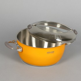 

Кастрюля Kvetunka, 2,8 л, d=20 см, стеклянная крышка, цвет жёлтый