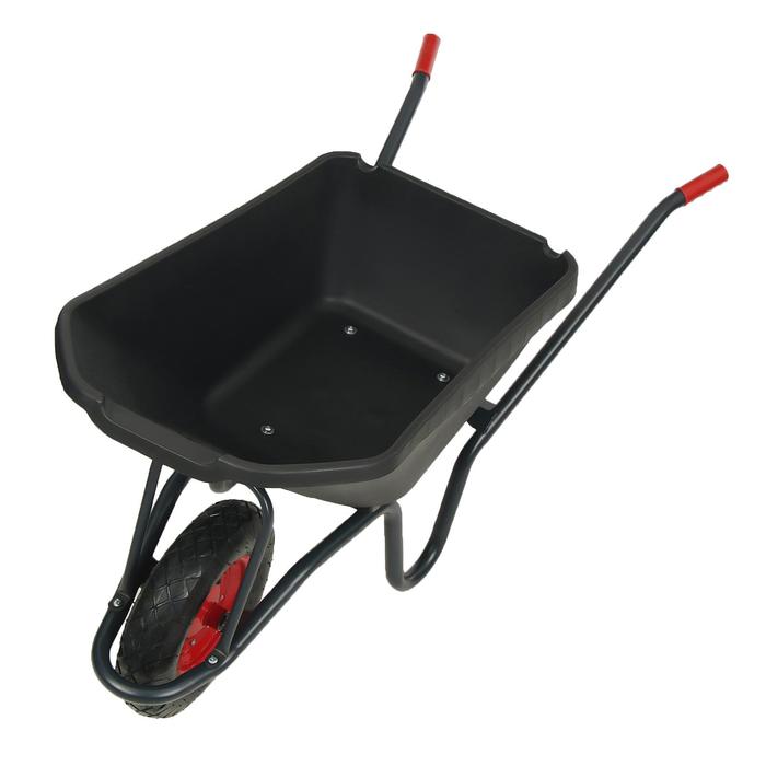 фото Тачка садово-строительная, одноколёсная: груз/п 150 кг, объём 115 л, пневмоколесо, корыто из пластика, чёрная