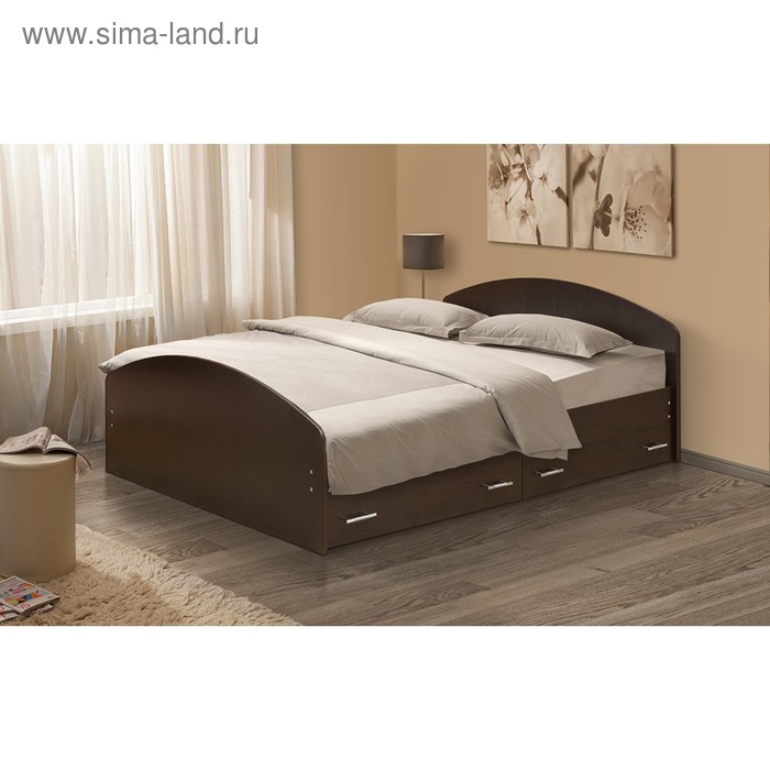 фото Кровать на уголках №2 с ящиками, 1200 × 1900 мм, цвет венге матрица