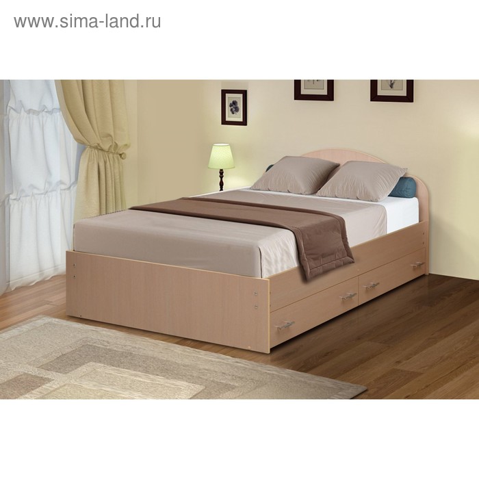 фото Кровать на уголках №3 с ящиками, 1200 × 1900 мм, цвет молочный дуб матрица