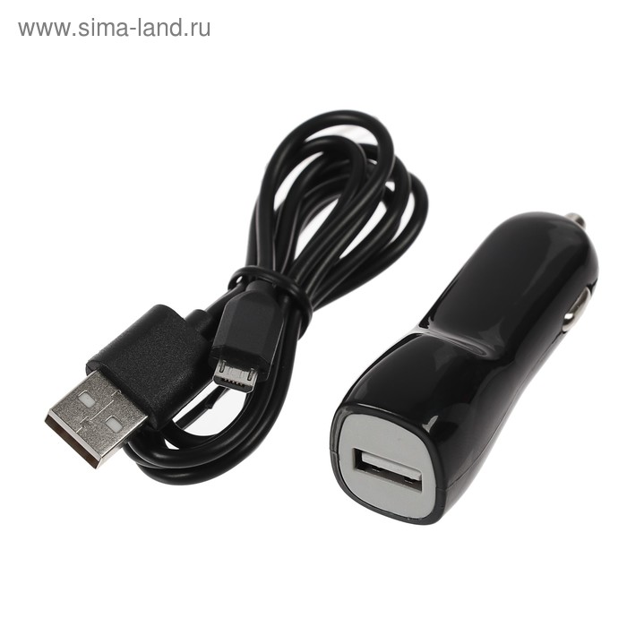 фото Автомобильное зарядное устройство smartbuy nitro + кабель microusb, 1 a, черное