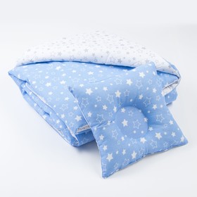 Комплект в кроватку (Одеяло детское, подушка фигурная) Серый/Голубой Ош