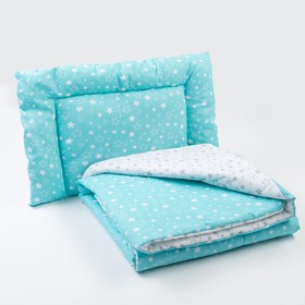 Комплект в кроватку (одеяло, подушка), цвет серый/бирюзовый Ош