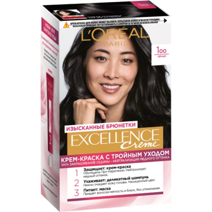 

Крем-краска для волос L'Oreal Excellence Creme, тон 100 чёрный