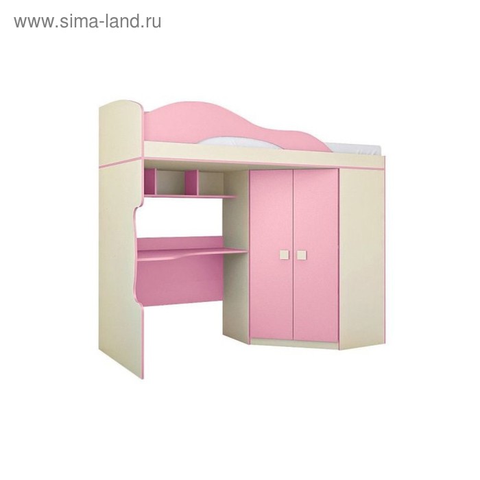 Кровать 2-й этаж + шкаф «Радуга», фламинго, 2032х1870х852