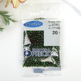 

Бисер "Preciosa" прозрачный с сереб.центр. 10/0, 20 гр темно-зеленый