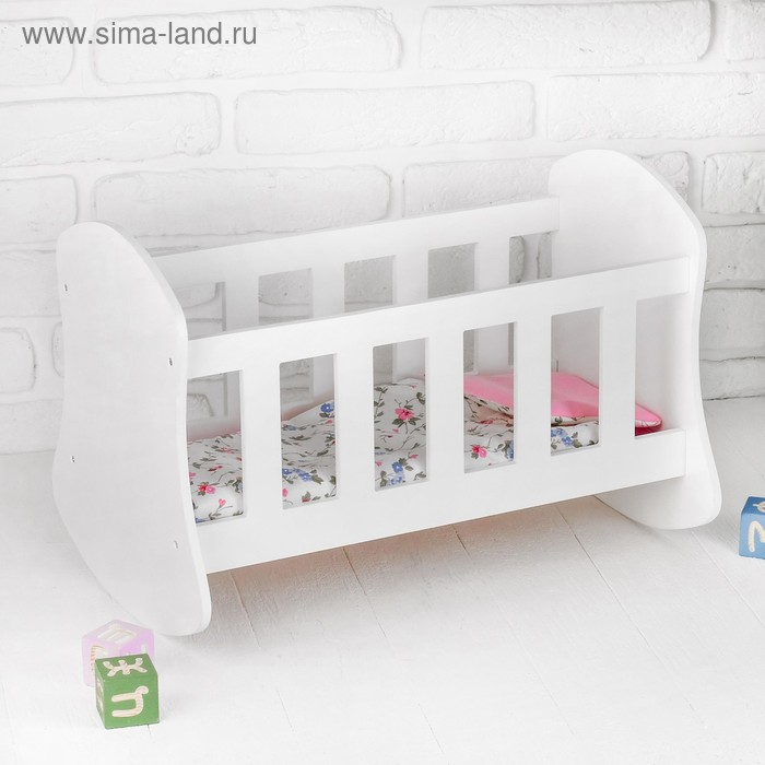 Кроватка – люлька «Люлилю» белая, с постельным бельём, МИКС кроватки для кукол pema kids люлька котёнок с постельным бельём 30 см