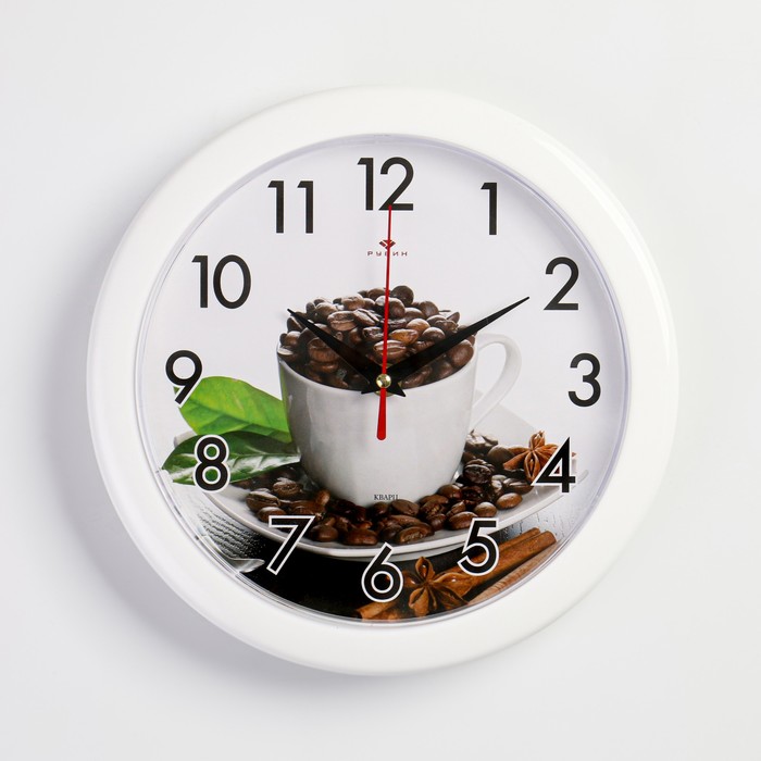 Часы настенные, интерьерные: Кухня, Зерна кофе, d-23 см