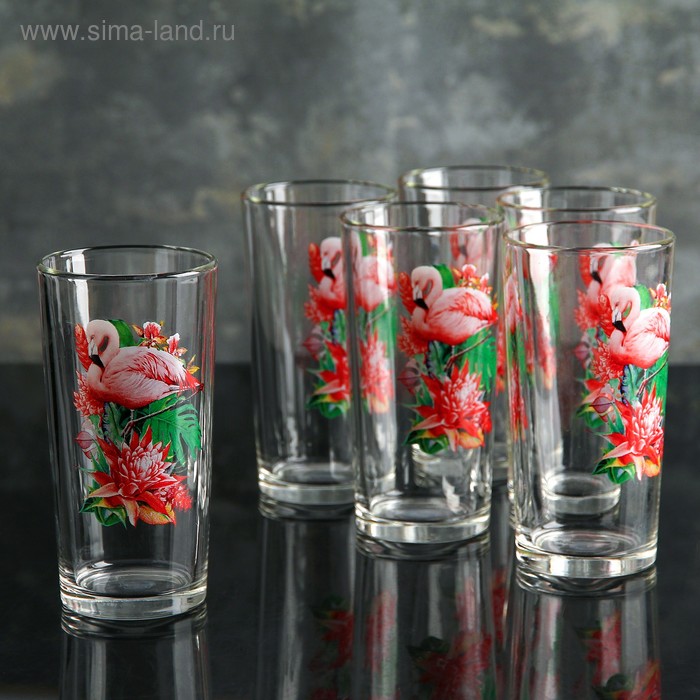 Набор стаканов для сока «Фламинго», стеклянный, 250 мл, 6 шт набор стаканов рождественская сказка стеклянный 250 мл 6 шт