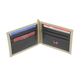 

Портмоне M-54 с зажимом, кнопка, бежевый, сафьян/чёрный, сафьян