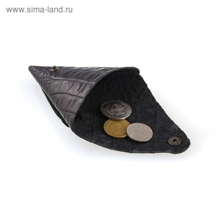 

Футляр для монет F-63, кнопка, чёрный,кайман