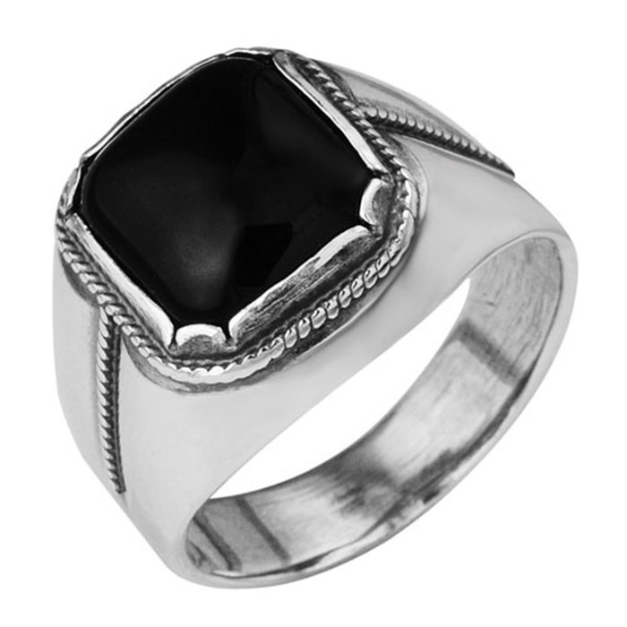 Перстень мужской посеребрение Black, 19 размер