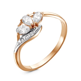 

Кольцо "Клевер", позолота, цвет белый, 17 размер