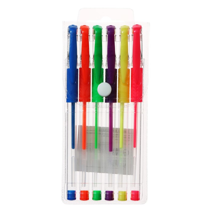 Набор гелевых ручек, 6 цветов, флуоресцентные, с резиновыми держателями набор гелевых ручек 6 цветов флуоресцентные в блистере