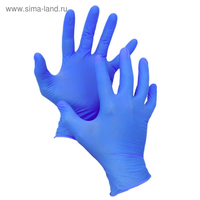фото Перчатки медицинские нитриловые, неопудренные, нестерильные, размер s, 50 пар, синие, цена за 1 пару linger