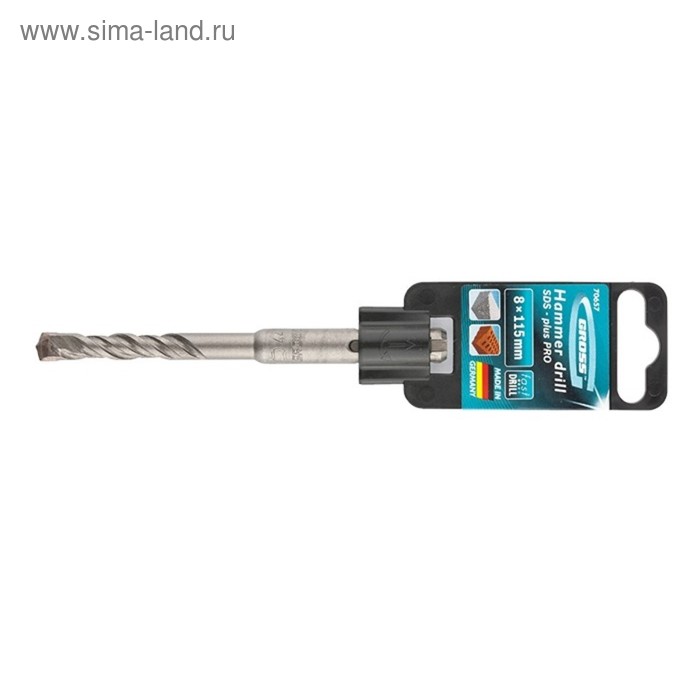 Бур по бетону Gross PRO 70657, двойная спираль, SDS PLUS, 8 x 110 мм