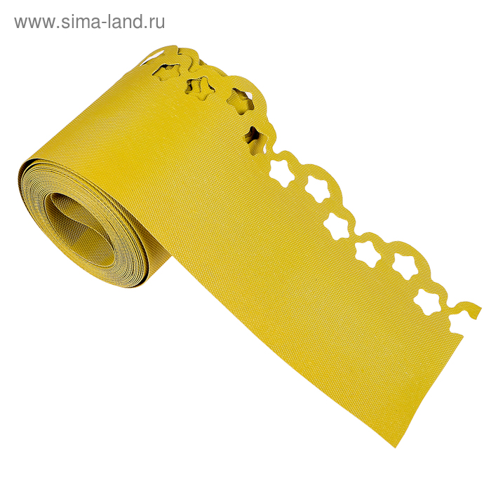 Лента бордюрная, 0.2 × 9 м, толщина 1.2 мм, пластиковая, фигурная, жёлтая