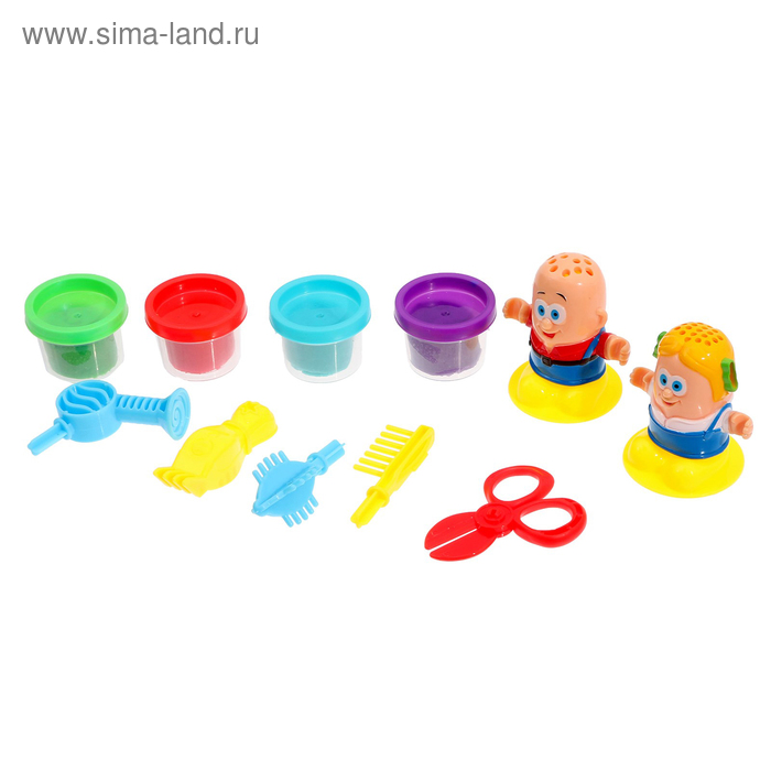 Набор для игры с пластилином «Весёлые причёски», 4 баночки, в пакете набор для игры с пластилином пиццерия 4 баночки с пластилином