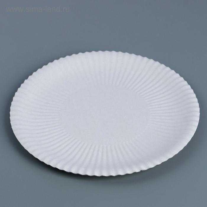 Тарелка одноразовая Белая картон, 23 см тарелка одноразовая белая картон 23 см