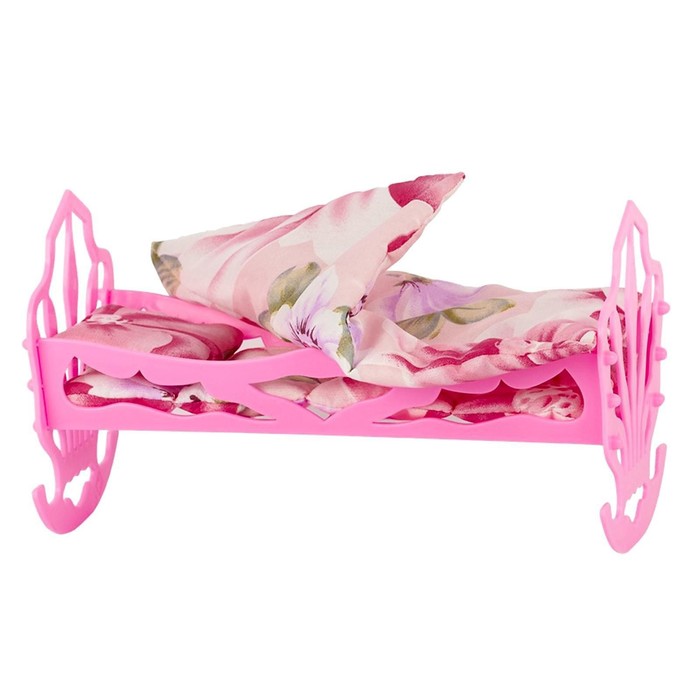 Кроватка кукольная, с комплектом белья: матрас, подушка, одеяло кровать кукольная с комплектом белья матрас подушка одеяло 4 пр